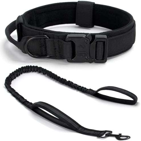 Tactical Dog Collar Leash Set, Adjustable Military Training Collar,Black XL