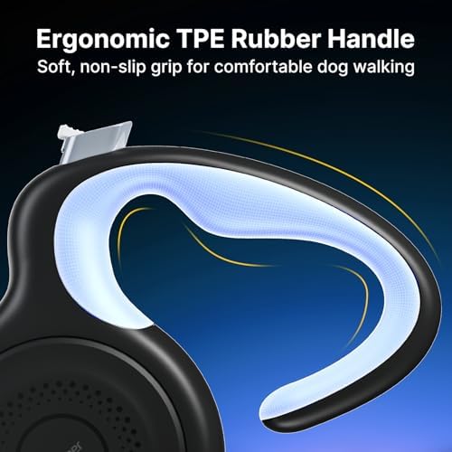 16Ft Retractable Dog Leash with Auto-Locking Function, 360°Tangle-Free Retraction and Ergonomic Lightweight Handle for Medium Large Dogs Up to 130Lbs