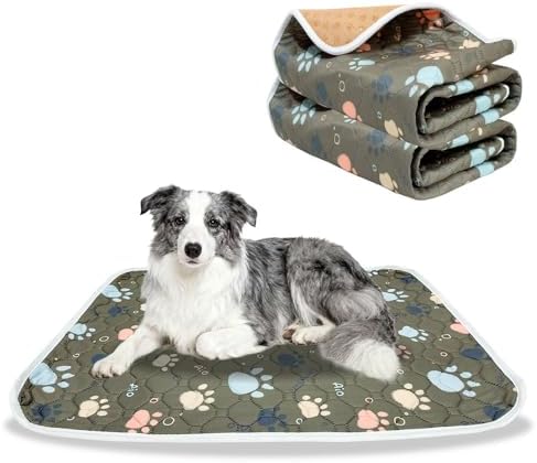 AIO Pet Urine pad Washable Pee Pads for Dogs Anti-Slip Waterproof 2-Pack Reusable Puppy Pads for Potty Training Heavy Absorbency Prevent Leakage Reusable Training Dog Pads 27.6*39.37inch Brown Claws