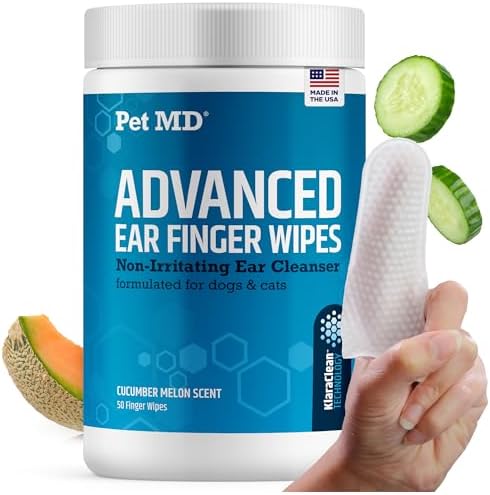 Pet MD Cat and Dog Ear Cleaner Wipes - Advanced Otic Veterinary Ear Cleaner Formula - Dog Ear Infection Treatment - 100 Count