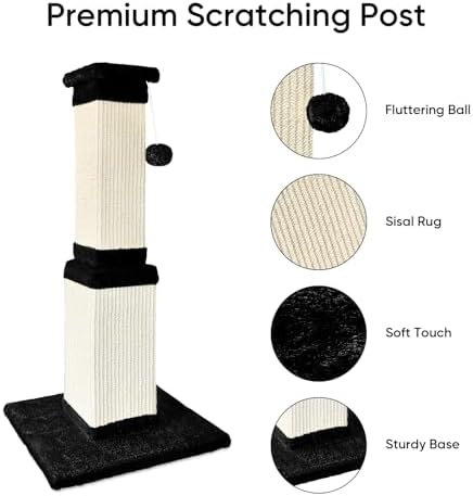 Cat Scratching Post for Indoor Cats, 32Inch Sisal Cat Scratcher