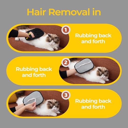 2 Pack Pet Hair Removal Glove for Dogs & Cats - Cat Hair Remover & Dog Hair Removal Tool, Electrostatic Reusable Pet Hair Glove for Furniture, Laundry, Couch, Carpet & Car Seat (Gray/Black Combo)