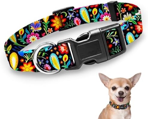 Kazazoo Dog Collar Cute and Soft Nylon Puppy Collar for Boy and Girl Dogs, Adjustable Dog Collars for Extra Small Dogs, Tropical-XS