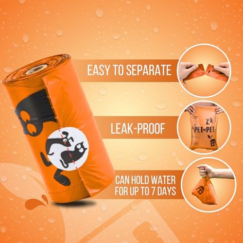 Pet N Pet Poop Bags for Dogs, 1080 Count, Plant Based, Unscented, Orange