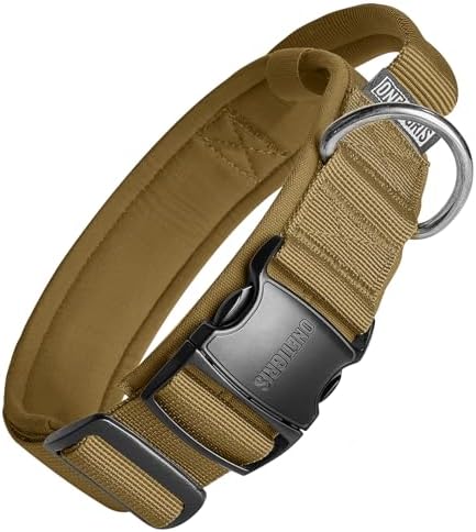 OneTigris Heavy Duty Dog Collar for Medium Dogs with Traffic Handle Brown M