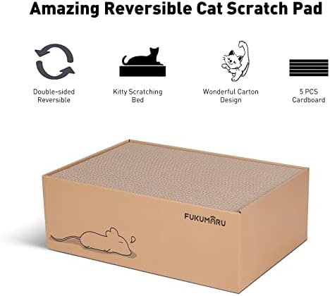 FUKUMARU 5 PCS Cat Scratching Boards, 11.4 Inch Ex-Large Cat Scratcher Box