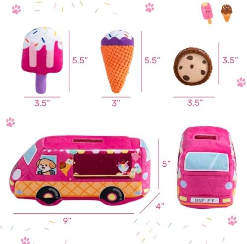 Hollypet Squeaky Hide and Seek Dog Toys for Small and Medium, Ice Cream