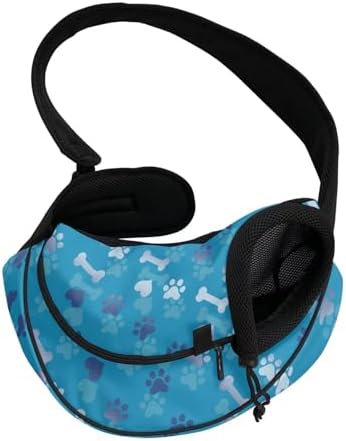 COEQINE Dog Sling Carrier for Small Dogs Blue Paw Print Small Dogs Purse