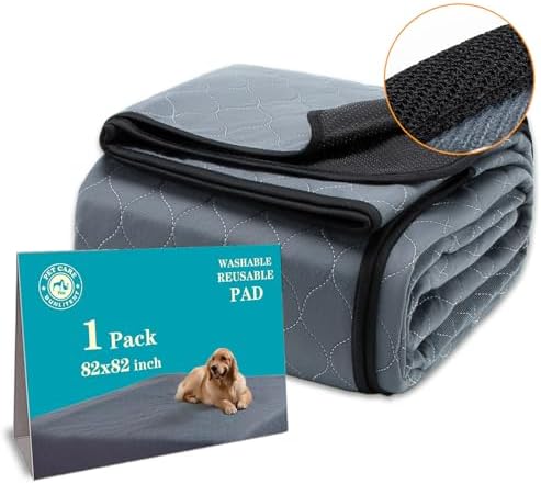Bunlitent Washable Pee Pads for Dogs, 82" x 82", Grey, Reusable Puppy Pads