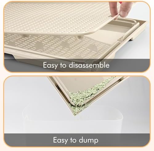 2Pack Cat Litter Box Step, Cat Litter Catcher, Expandable Interlock Litter Mat, Washable Easy Clean, Waterproof & Urine Proof, Khaki