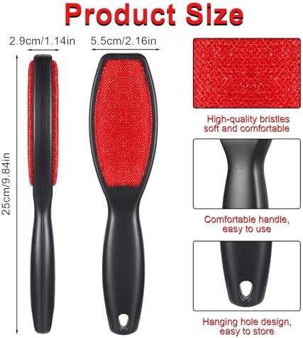 3 Pack Lint Brushes for Clothes, Double-Sided Lint Remover Brush, Reusable Pet Hair Remover, Sheet and Carpet Cleaning Brush for Clothes Sheet Carpet Furniture Fabric