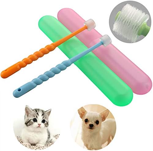 VTurboWay 2 Pcs 360-Degree Pet Toothbrush for Puppy, Small Dog and Cat, Colors May Vary