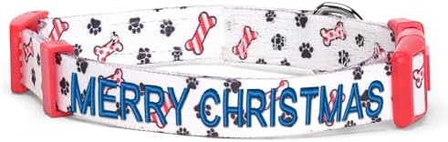 Pawtitas Personalized Dog Collar Dog Soft Adjustable Puppy Collar Customizable Embroidered add Pet Name Phone Number or Phrase Small Dog Christmas