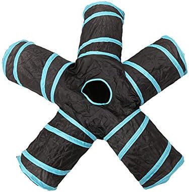 Cat Tunnels Crinkle Play Toys Collapsible Tube with Ball Maze Cat House Pet Interactive for Cat Puppy Kitten Rabbit 5-Way Tunnel