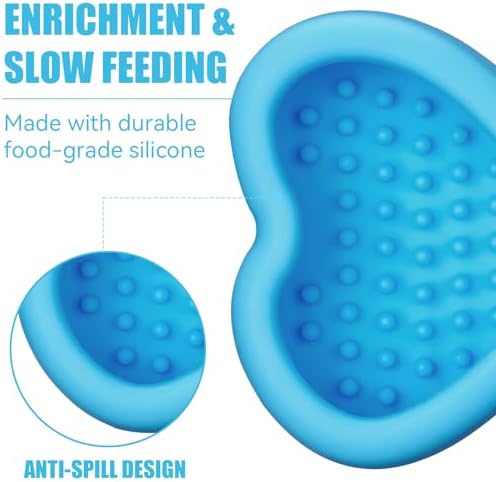 Lick Mat for Dogs, Animire Anti-Spilled Bow Tie Lick Bowls for Anxiety Relief, Silicone Slow Feeder Licking Pad with Suction Cups, Freezeable Dog Enrichment Toy for Boredom (Light Blue,L)