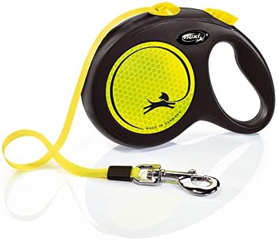 FLEXI® Neon Tape Retractable Dog Leash, Large, 16 ft - Neon Yellow/Black
