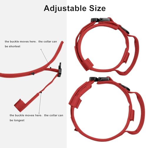 DAGANXI Tactical Dog Collar, Adjustable Military Training Nylon Dog Collar with Control Handle and Heavy Metal Buckle for Medium and Large Dogs, with Patches and Airtags Case (Red, XL)