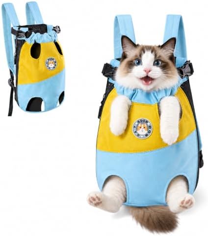 Front Pet Carrier Backpack, Breathable Leg-Out Pet Chest Carrier, Blue, XL