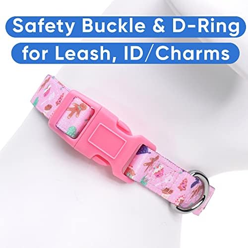 Pawtitas Personalized Dog Collar Dog Soft Adjustable Puppy Collar Customizable Embroidered add Pet Name Phone Number or Phrase Extra Small Christmas Cookies