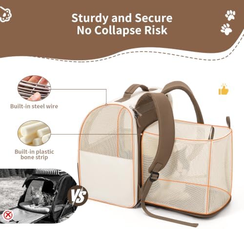 wakytu Expandable Cat Carrier Backpack,Pet Carrier for Small Cats Dogs