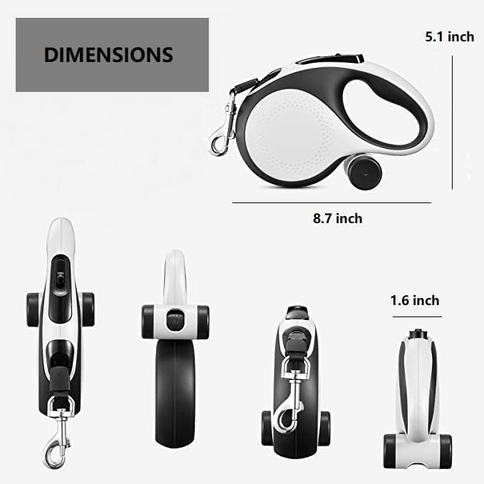OUTnWILD Retractable Dog Leash - Retractable Dog Leash 16ft for Breeds Up to 66lbs. 360° Tangle Free Design with One Touch Quick-Lock Braking System&Anti-Slip Handle (White)