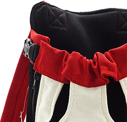 Pet Carrier Backpack Cat Chest Bag Portable Shoulder Strap Front Carrier Legs Out for Walking Hiking Camping (M Red White)
