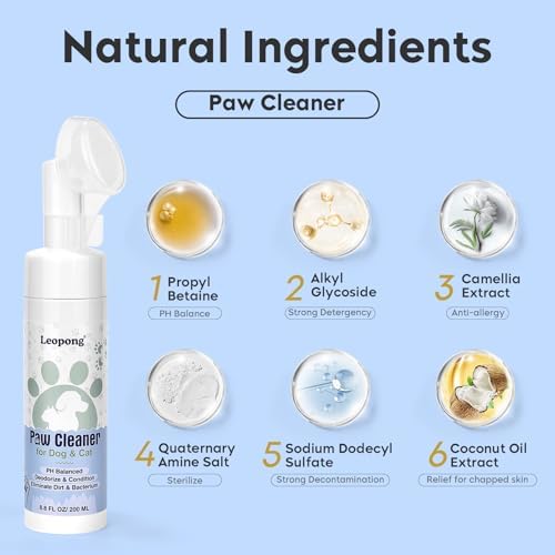 Leopong Dog Paw Cleaner Foam 2 Pack with Silicone Brush, 200ml