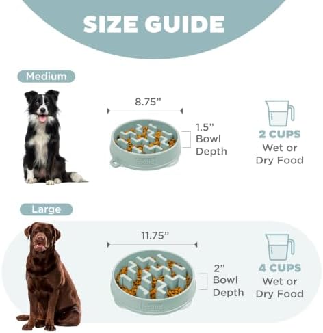 Outward Hound Fun Feeder Slo Bowl Dog Slow Feeder, Notch, Sage, 11.8", Large (Pack of 6)
