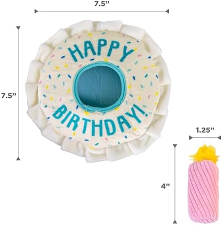 Outward Hound Hide-A-Birthday-Cake Plush Squeaky Dog Toy, 7.5" x 4.7"