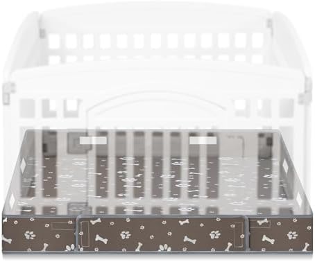 Marsui Dog Playpen Bottom Pad, Grey, Dog Paw Bone Print