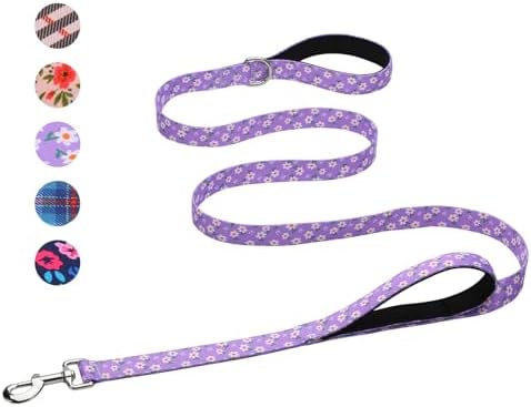 Hikiko 5FT Dog Leash Padded Double Handle with Designed Pattern