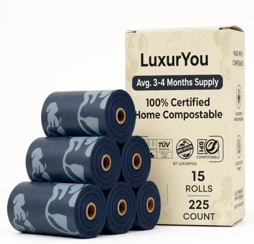 Dog Poop Bags [225 ct.] 100% Certified Home Compostable Waste Bags