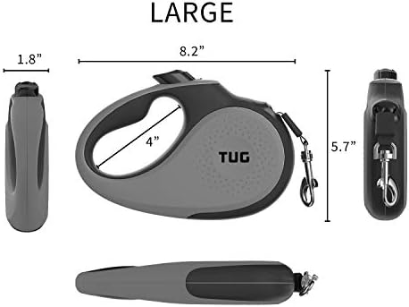 TUG Original Retractable Dog Leash, 16 ft (Large, Grey)