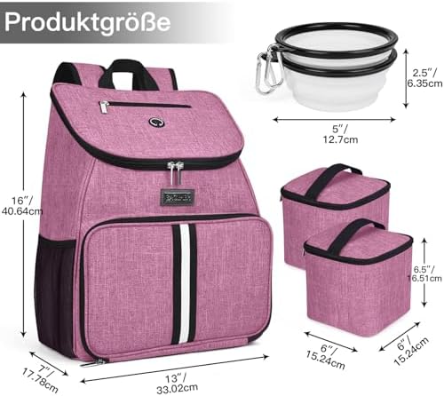 BAGLHER丨Dog Travel Bag, Airline Approved Pet Supplies Backpack, Dog Travel Backpack with 2 Silicone Collapsible Bowls and 2 Food Baskets