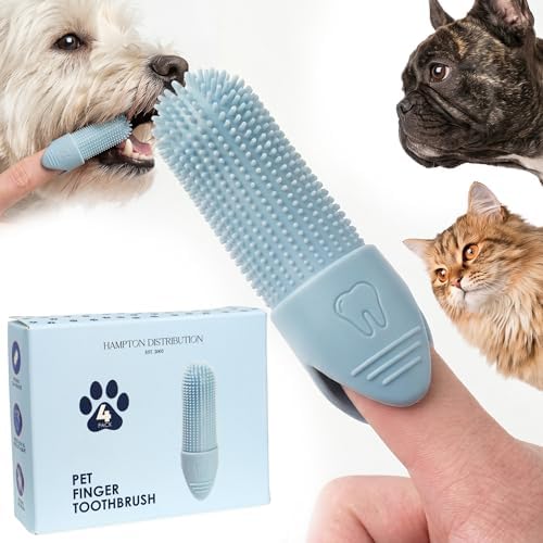 Hampton Distribution 4-Pack Pet Dental Care Kit - 360° Silicone Dog & Cat Finger Pet Toothbrush