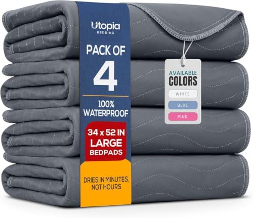 4 Pack Waterproof Reusable Heavy Absorbency Incontinence Bed Pads 34"x52"