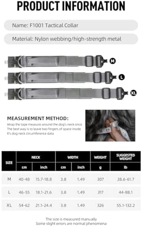 Tactical Dog Collar with Handle (Grey, M)