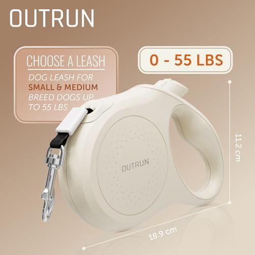 OUTRUN Retractable Dog Leash 16 FT Tape, up to 55 lb, No Tangle