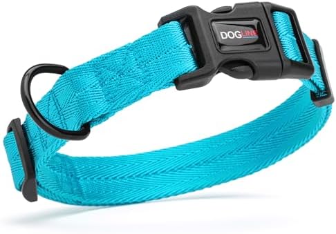 Dogline Cyan Blue Nylon Collar (W: 5/8" L:11"-16")