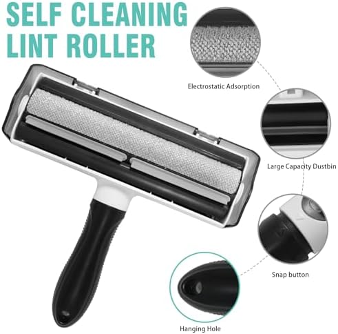 Pet Hair Remover, Roller, Remove Dog Hair and Cat Hair Easily (Black)