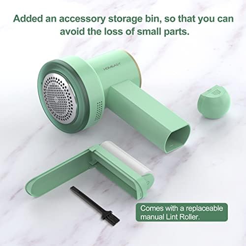 HOMEASY Fabric Shaver, Rechargeable Lint Remover for Clothes Green