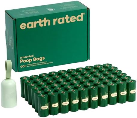 Earth Rated Dog Poop Bag Holder, 1 Dispenser and 900 Bags, Unscented