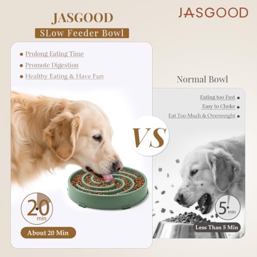 JASGOOD Slow Feeder Dogs Bowl for Large Medium Dogs,Anti-Gulping Pet Slower Food Feeding Bowls