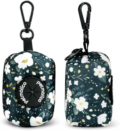 Petmolico Dog Poop Bag Holder Dispenser 2 Pack, Cyan & Flower