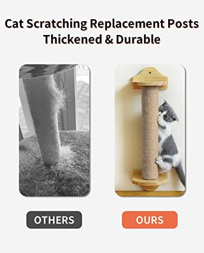 BNOSDM 2 Pcs M8 Cat Scratching Post Replacement Poles 11.8 x 2.75 in Cat Tree Tower Scratch Ropes Refill Sisal Pole Part for Refurbishment Hemp Grey