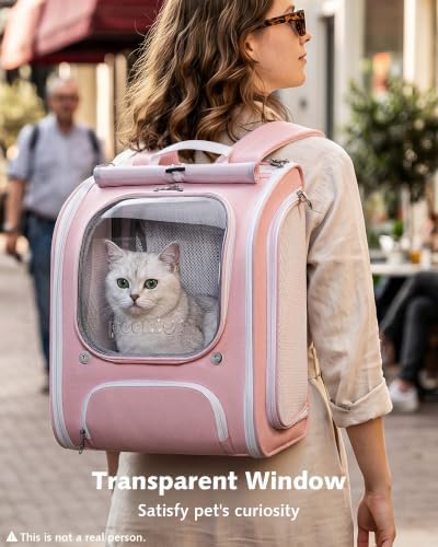 Pecute Cat Backpack Carrier,Large Space Cat Bubble Backpack,Ergonomic,Pink