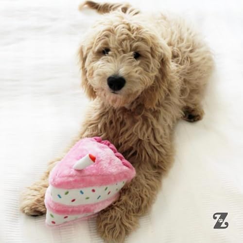 ZippyPaws Birthday Cake Dog Squeaky Toys to Keep Them Busy - Blue