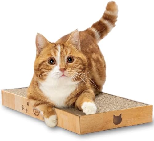 Necoichi Cardboard Cat Scratcher Bed for Indoor Cats - Cat Scratching Board (16" Regular, a.Oak Lounge)