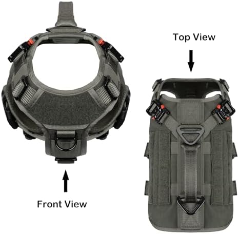 ICEFANG No Pull Tactical Dog Harness for Small Dogs,Adjustable Dog Vest