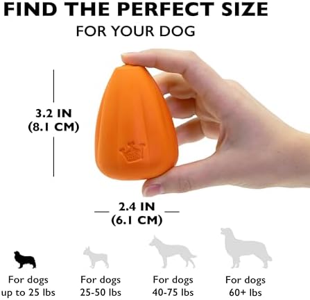 Chew King by Mammoth Premium Treat Dog Toy, Extremely Durable Natural Rubber Toy, Bacon Flavored Dog Treater, Medium - Orange